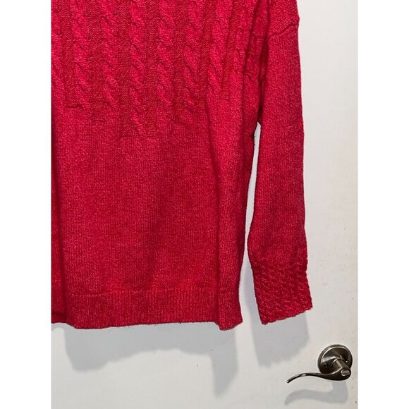 Sundance Red Cable Knit Turtleneck Long Sleeves Pullover Women's Sweater M - Picture 3 of 8